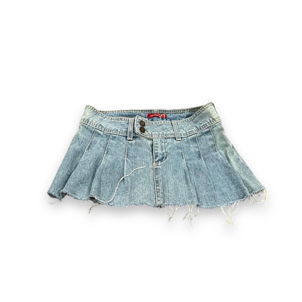 Forever 21 Light Blue Pleated Denim Mini Skirt